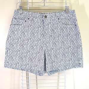Needle & Cloth Size 10 Blue & White Geometric Stretch High Rise Soft Shorts